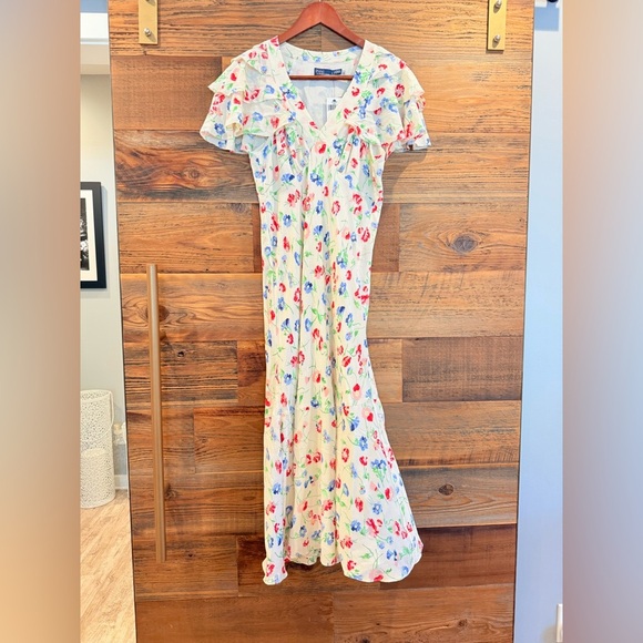 Polo Ralph Lauren Nimes Crepe Mulbery SILK Floral Maxi Dress - Picture 4 of 13